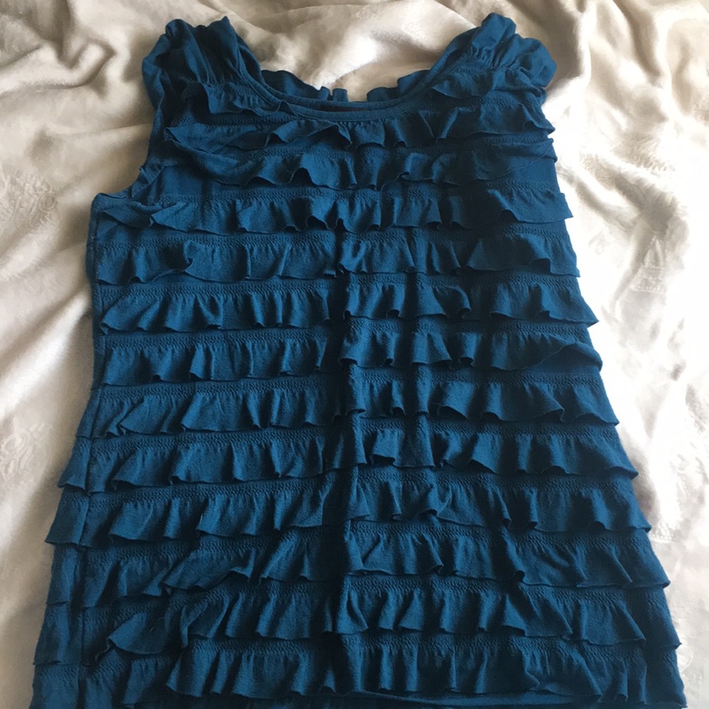 Blue Ruffle Blouse